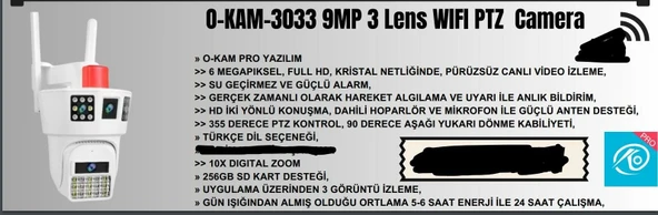 O-KAM-3033 6MP 3 Lens Wifi Kamera