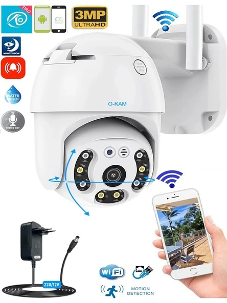 O-KAM-3038 Wifi 3MP PTZ Kamera - 5
