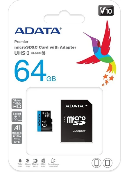 Adata 64GB Premier microSDHC Card with Adapter UHS-I Class10 V10 Hafıza Kartı - 2