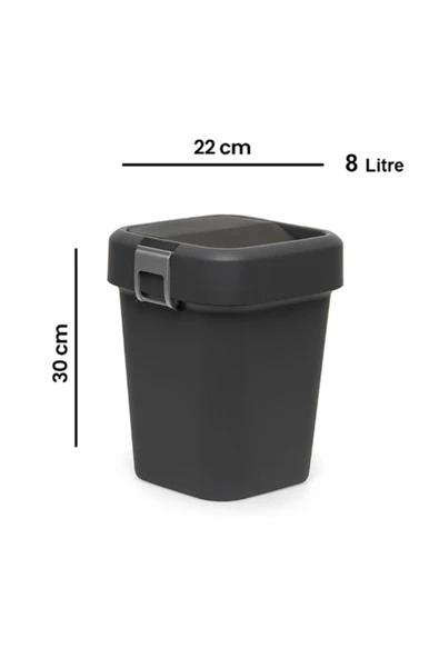 Carpex Kapaklı Çöp Kovası 8 LT Siyah - Resim 3
