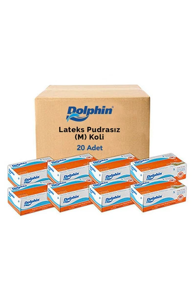 Dolphin Beyaz Lateks Eldiven Pudrasız (m) 20 Pk X 100 Adet (koli)
