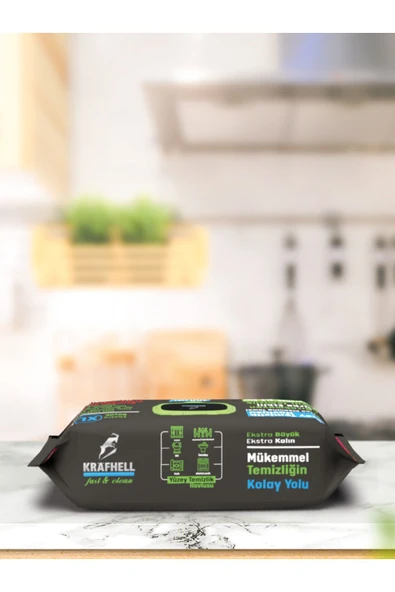 KRAFHELL Fast & Clean Ekstra Büyük Yüzey Temizlik Havlusu Sirke Etkili Xl 100 Yaprak - Resim 2