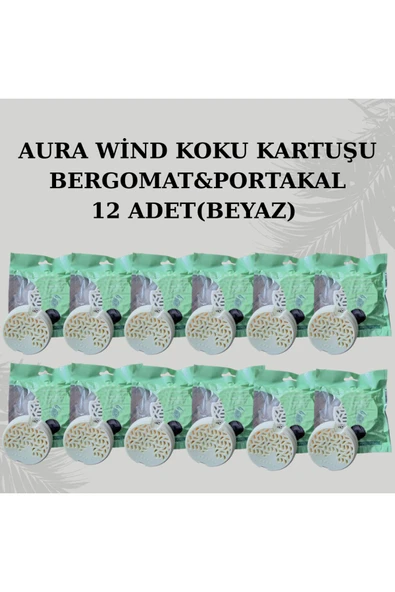 Carpex AURA WİND KOKU KARTUŞU BERGAMOT&PORTAKAL 12 ADET (BEYAZ)