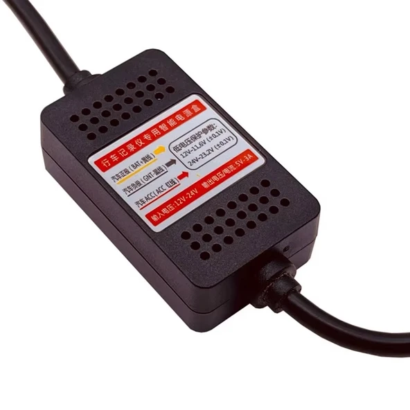 Araç İçi Kamera Adaptörü 12-24V/5V  Mini USB 3A Park Modu Adaptör - 5