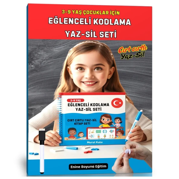 3-9 Yaş Çocuklar İçin Eğlenceli Kodlama YAZ-SİL Seti (Cırt Cırtlı)