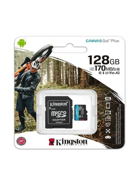 Kingston SDCG3/128GB 128GB microSDXC Canvas Go Drone Plus 170R A2 U3 V30 Card + ADP