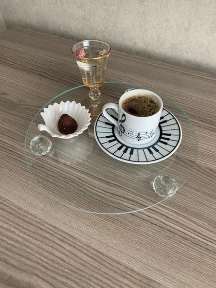 Cam Sunumluk sephpa üstü Pasta Tabağı kahve sunumu - 3