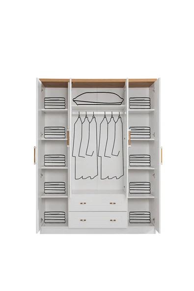 Ranza, Vita Bohem Yavrulu Ceviz Ranza 4 Kapaklı Dolap 2 Adet Comfort Yatak - 7