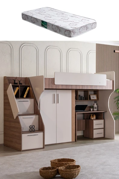 Ranza, Milano Dolaplı Çalışma Masalı Modern Ranza+ 1 Adet Comfort Yatak