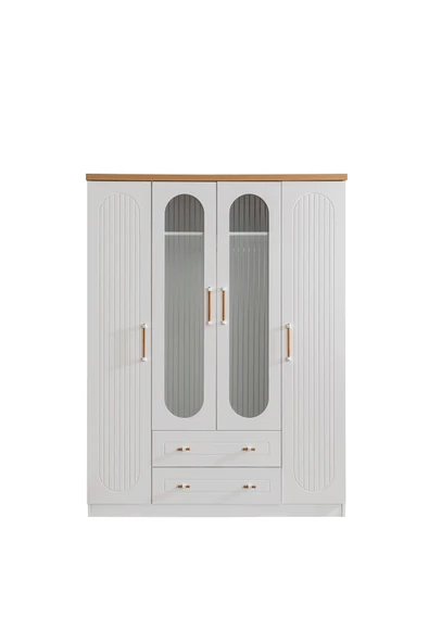 Ranza, Vita Bohem Yavrulu Beyaz Ranza 4 Kapaklı Dolap 3 Adet Comfort Yatak - 7