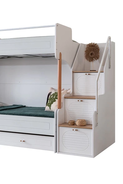 Ranza, Vita Bohem Yavrulu Beyaz Ranza 4 Kapaklı Dolap 3 Adet Comfort Yatak - 5