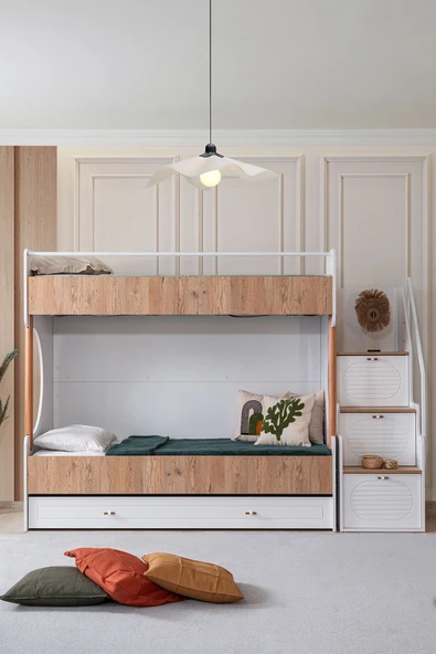 Ranza, Vita Bohem Yavrulu Ceviz Ranza 4 Kapaklı Dolap 3 Adet Comfort Yatak - 2