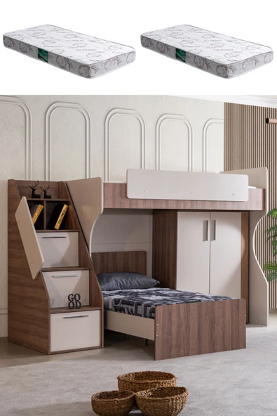 Ranza, Milano Çift Kişilik Dolaplı Modern Ranza + 2 Adet Comfort Yatak