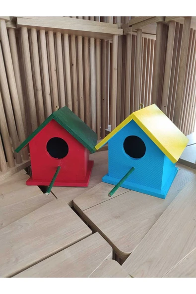 değerli hobi Ahşap Kuş Yuvası Kuş Evi Dış Mekan Suya Dayanıklı 2 Adet 15x15x20 Cm