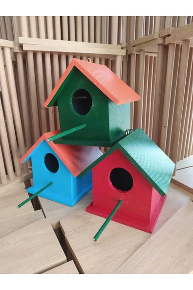 değerli hobi Ahşap Kuş Yuvası Kuş Evi Dış Mekan Suya Dayanıklı 3 Adet 15x15x20 Cm