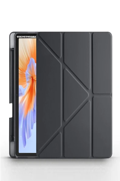 Honor Pad V9 11.5 Inç Kılıf Katlanır Kalem Bölmeli Silikon Standlı Uyku Modlu Akıllı Kapak  SİYAH - 1