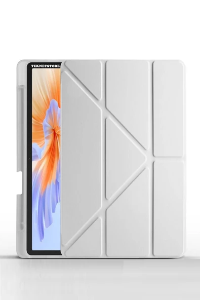 Honor Pad V9 11.5 Inç Kılıf Katlanır Kalem Bölmeli Silikon Standlı Uyku Modlu Akıllı Kapak  GRİ - 1