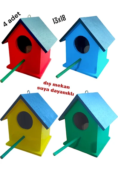 değerli hobi Ahşap Kuş Yuvası Kuş Evi 4 Adet 13x18