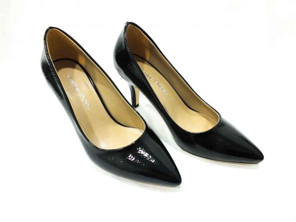 Marine Shoes 7 cm Topuklu Ayakkabı Siyah-Rugan 86 412 - 4