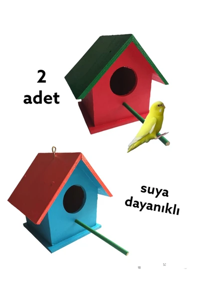 değerli hobi Ahşap Kuş Yuvası Kuş Evi Dış Mekan Suya Dayanıklı 2 Adet 15x15x20 Cm