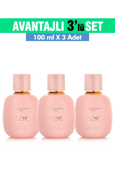 3'lü Set Alberto Taccini ICONE Kadın Parfümü 100 ml Kalıcı Koku