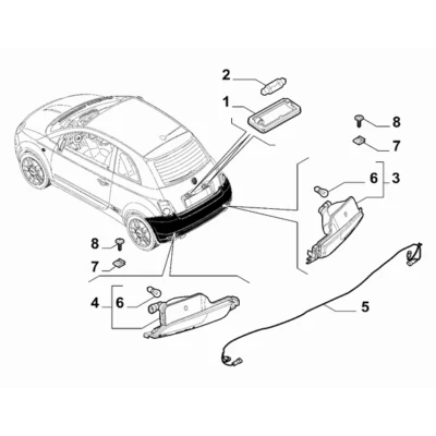 FIAT 500 500C ve LİNEA için PLAKA LAMBASI CAMI     51800472 - 3