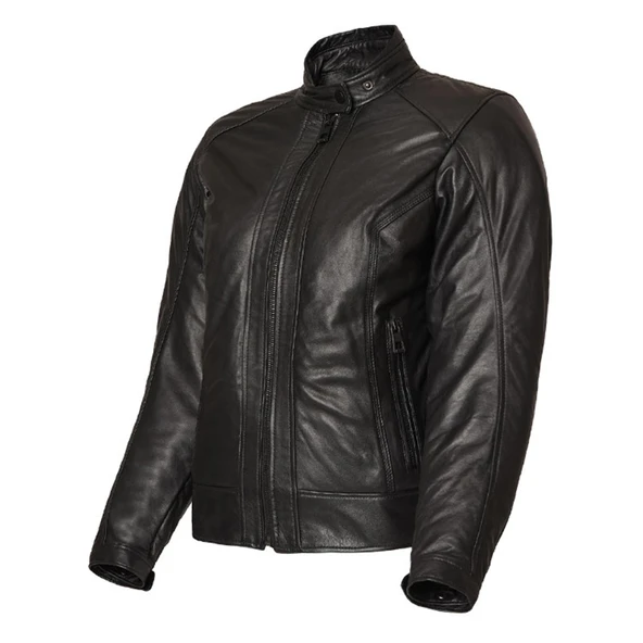 VEXO MOTO SİYAH DERİ KADIN MONT