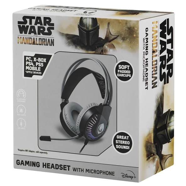 Volkano Star Wars Mandalorıan Kablolu Kulaklık Led Işıklı Mikrofonlu  Lisanslı 2 yıl garantili SW-2000-MN