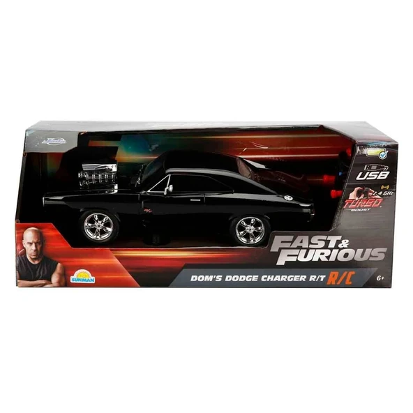 6492 1:16 Fast & Furious Dom s Dodge Charger R/T USB Şarjlı Uzaktan Kumandalı Araba