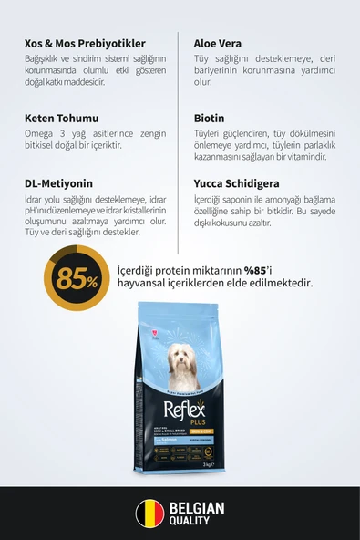 Reflex Plus Skin&Coat Somonlu Mini ve Küçük Irk Yetişkin Köpek Maması 3 Kg - 3