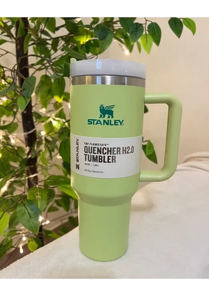 Stanley Quencher Açık Pembe 1.18 lt Pipetli Termos Bardak - Yeşil