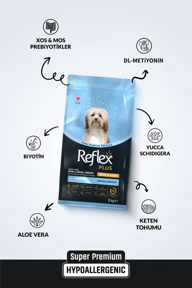 Reflex Plus Skin&Coat Somonlu Mini ve Küçük Irk Yetişkin Köpek Maması 3 Kg - 2