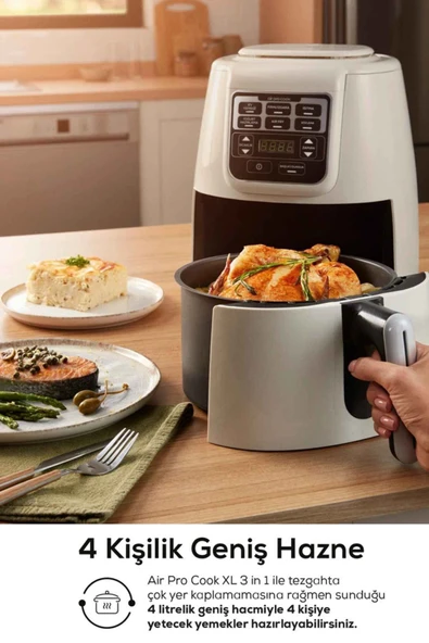 Karaca Air Pro Cook 3in1 XL 4 lt Black Silver Yağsız Fritöz - 4