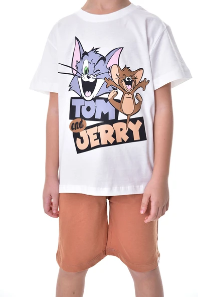 Tom & Jerry Baskılı 2'li Şort - T-Shirt Çocuk Takım - 2