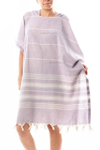 Formeya   Pamuklu Yetişkin Peştemal Panço Bornoz Plaj Havlusu Lila
