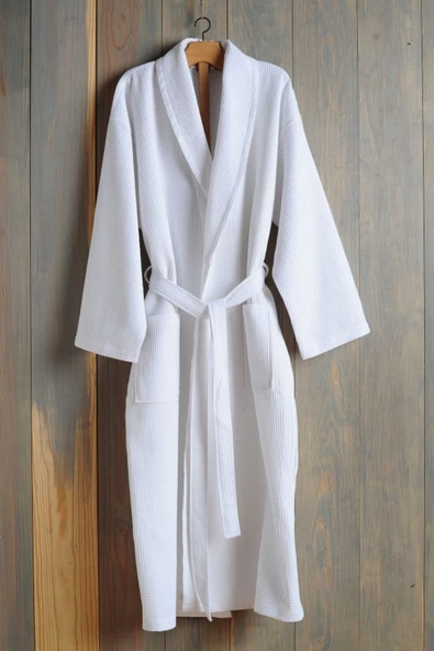 Formeya   Gofret Desen Beyaz Lüks Bornoz, Çeyizlik Bornoz, Standart Beden - L/XL - 4