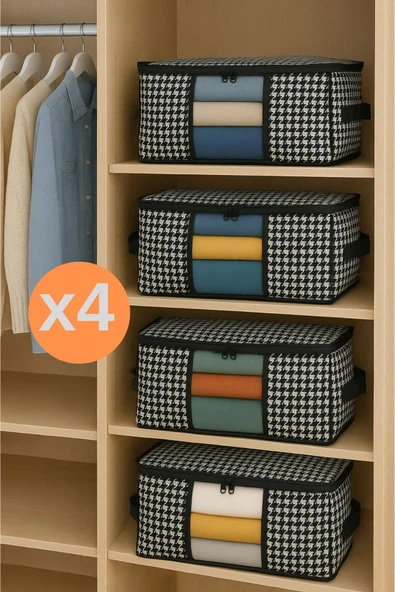 Formeya 4 Adet Lüks Pencereli Çok Amaçlı Dolap Düzenleyici Hurç Çorap Hurcu 34 x 22 x 22 cm - 5