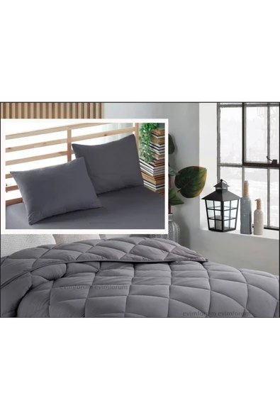 Formeya Antrasit Tek Kişilik Yorgan ve Yastık Seti 155x215 cm - Resim 2