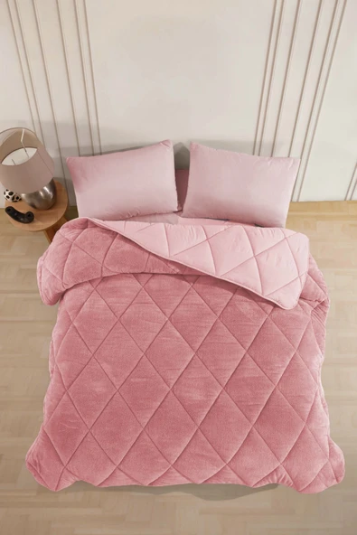 Tek Kişilik Lüx Pudra Çift Taraflı Wellsoft Yorgan 155 X 215 Cm