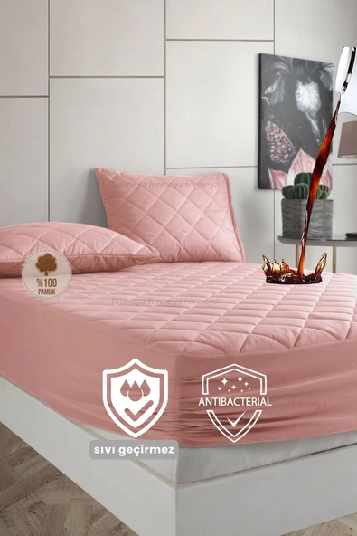 Formeya   Pamukkale Renkli Alez Kahverengi %100 Pamuk Kapitone Sıvı Geçirmez Alez Çarşaf Fitted (16 Ebat) - 6