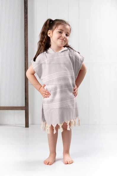 Formeya Çocuk Bornoz Panço Pamuk Plaj Havlusu Peştemal Sarı - 11