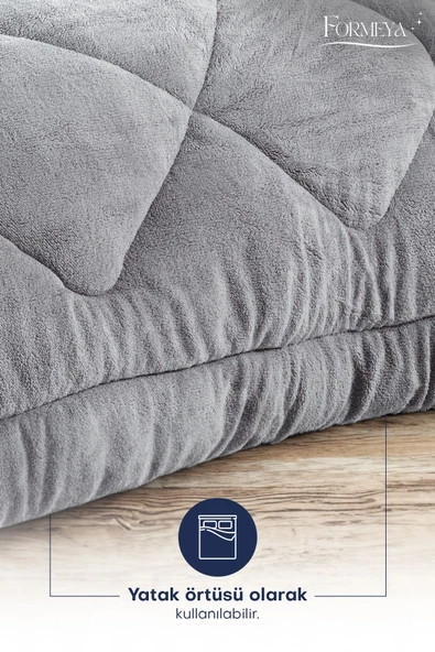 Formeya   Çift Kişilik Lüx Gri Çift Taraflı Wellsoft Yorgan 195 X 215 Cm - 4