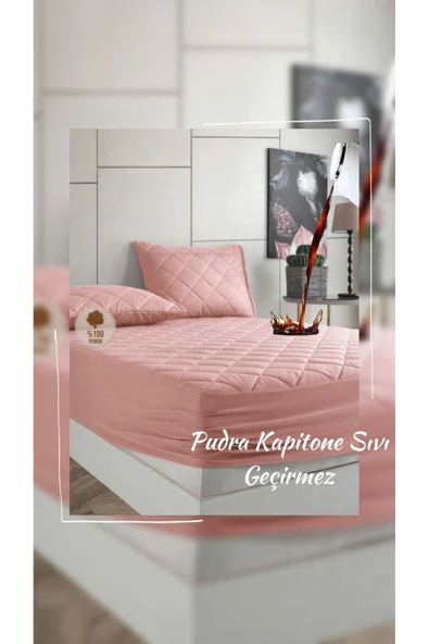 Formeya Pamukkale Alez Set Pudra Kapitone Sıvı Geçirmez Yatak Koruyucu-2 Adet Yastık Koruyucu (11 Ebat) - 3