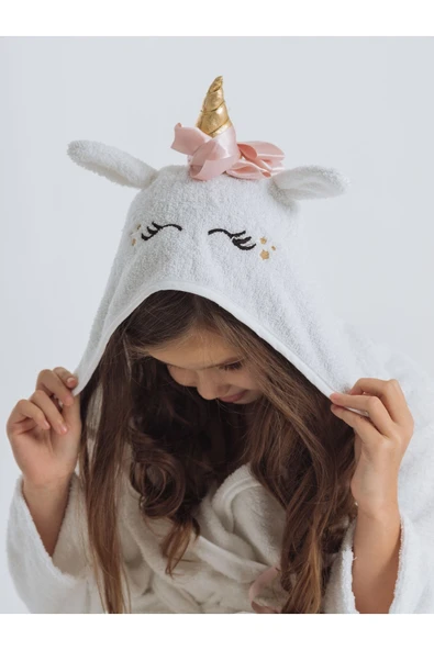 Formeya   Kapşonlu Çocuk Bornoz %100 Pamuklu Su Emici Hayvan Figürlü - 2