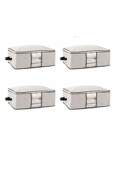 Formeya Baza ve Yatak Altı Uyumlu 4 Adet Lüks Pencereli Dolap Düzenleyici Hurç Baza Altı Hurç - 10