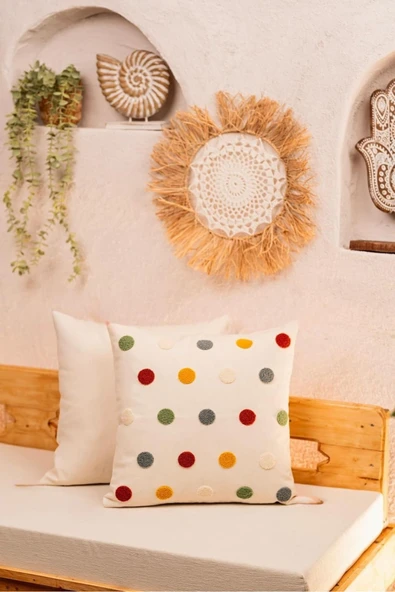 Formeya 2'li Dekoratif Desenli Punch Nakışlı Kırlent Kılıfı 43x43 cm