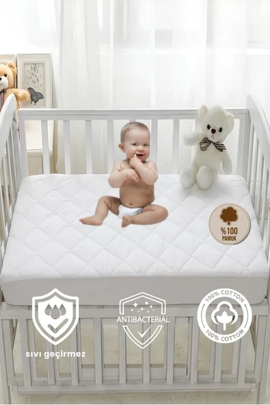 Formeya Pamuk Kapitone Fitted Sıvı Geçirmez Bebek-Çocuk Alezi, Park Yatak Beşik Yatak Alezi - 10