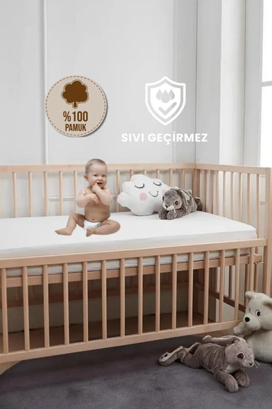 Formeya   Sıvı Geçirmez Bebek Alezi %100 Pamuk Kumaş Çocuk Alezi, Park Yatak ve Beşik Yatağa Uygun Alez - 3