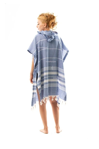 Formeya   Pamuklu Yetişkin Peştemal Panço Bornoz Plaj Havlusu Lila - 6