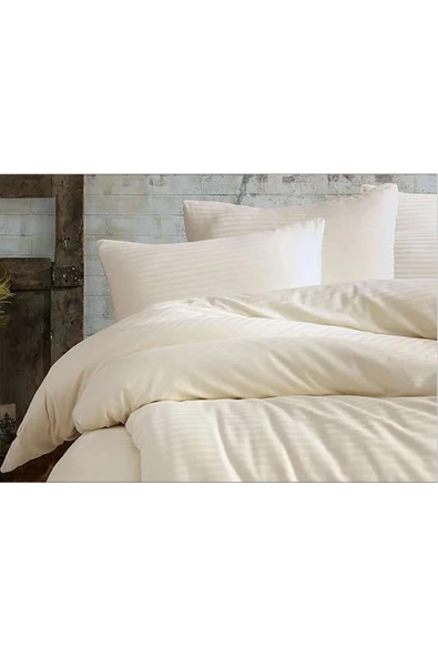 Formeya   Çizgili Lastikli Çarşaflı Çift Kişilik Nevresim Takımı - 2